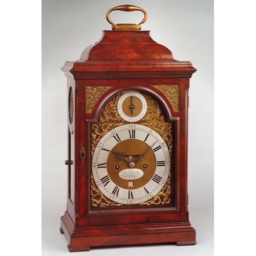 18TH CENTURY ANTIQUE MAHOGANY BRACKET CLOCK BY CHARLES BLANCHARD OF LONDON